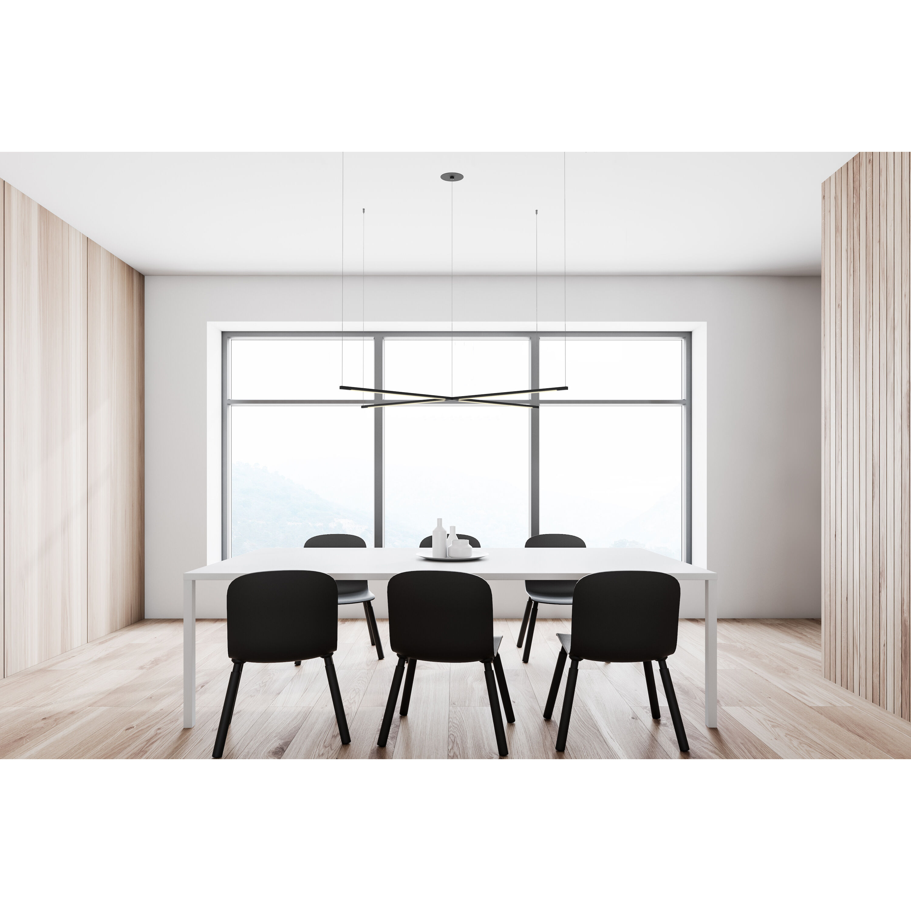 Z-Bar LED 35.9 inch Silver Pendant Ceiling Light, Cross